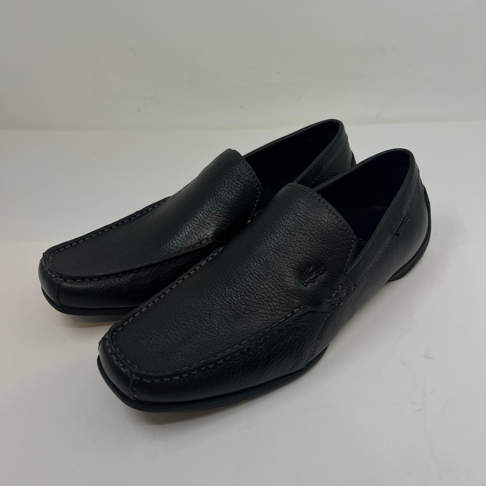 Lacoste Argon Lexi 2 Mens 10.5 Black Leather Slip On Loafer‎ Driving Shoes
